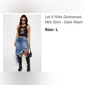 Let it Ride Distressed Midi Skirt Size L.